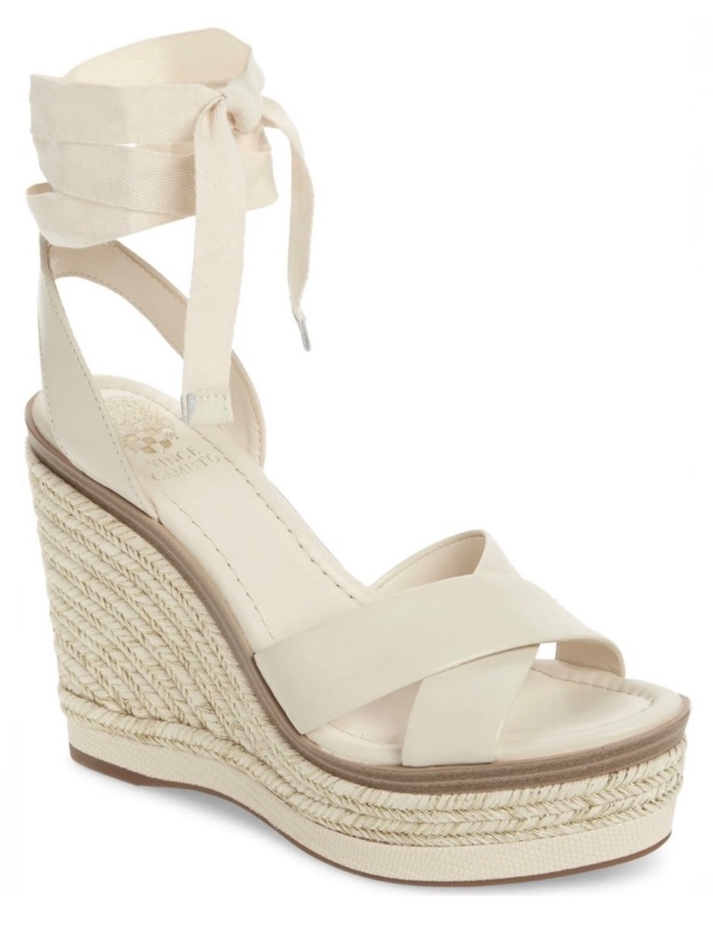 NEW VINCE CAMUTO BEIGE PLATFORM WEDGE SANDALS